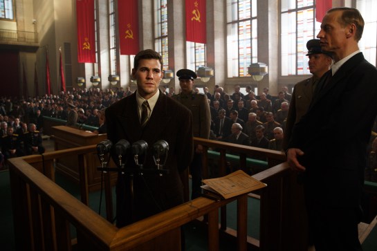 in DreamWorks PIctures/Fox 2000 PIctures' dramatic thriller BRIDGE OF SPIES, directed by Steven Spielberg, Francis Gary Powers (Austin Stowell) is an American U-2 pilot shot down over the Soviet Union.